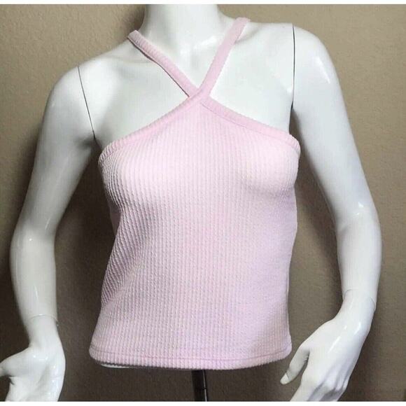 Forever 21 Ribbed Cami Tank Top Pink M Criss Cross Strap NWT Y2K Basic - Picture 9 of 11